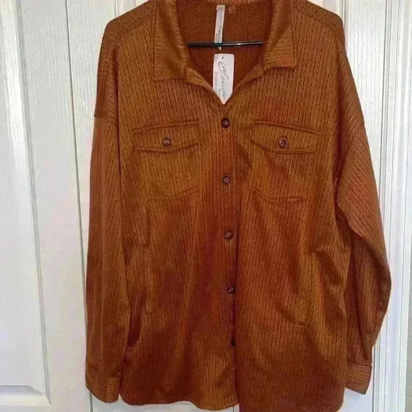 NY collection women’s button-down textured fabric shacket - Picture 5 of 5